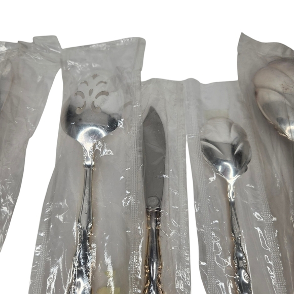 Set of 5 Serving Pieces Oneida Community Silverplate Gold Accent Modern Baroque - Picture 10 of 10